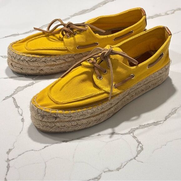Tory Burch | Women’s Yellow Espadrilles Boat Shoes Jute Size 7 - Picture 1 of 13